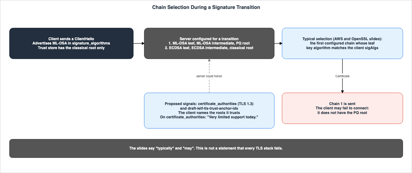 Chain Selection During a Signature Transition