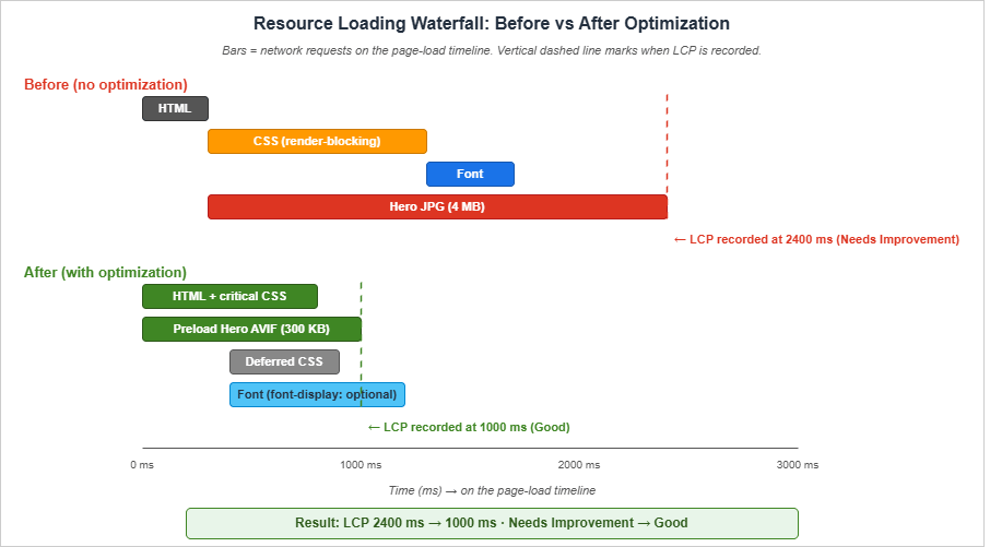 Resource Loading Waterfall: Before vs After Optimization