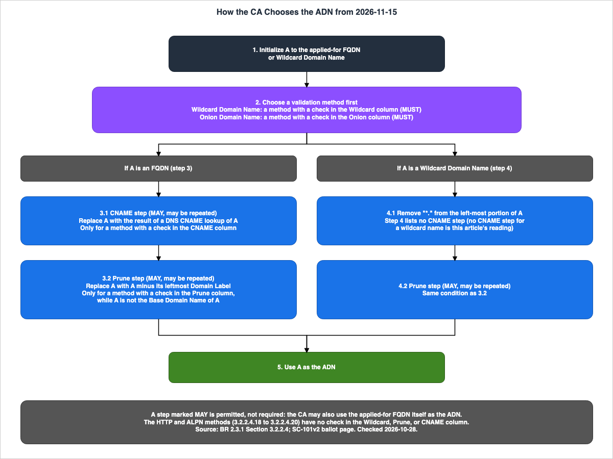 How the CA Chooses the ADN from 2026-11-15